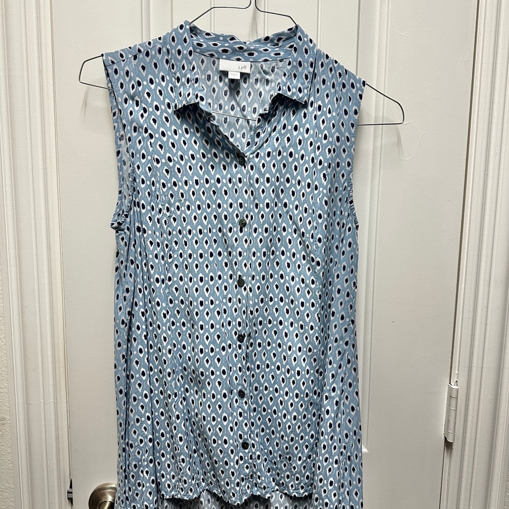 J. Jill Sleeveless Blue Patterned Women's Top